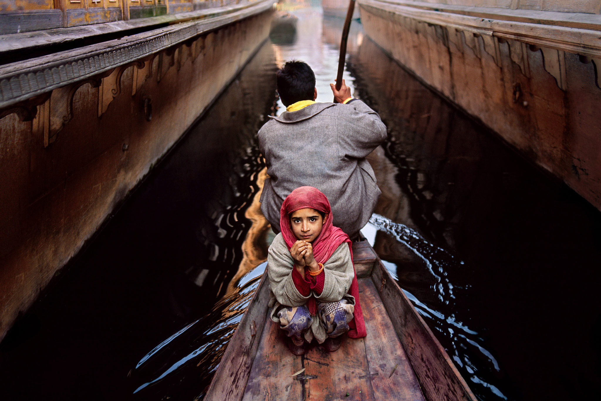 Father and daughter on Dal Lake