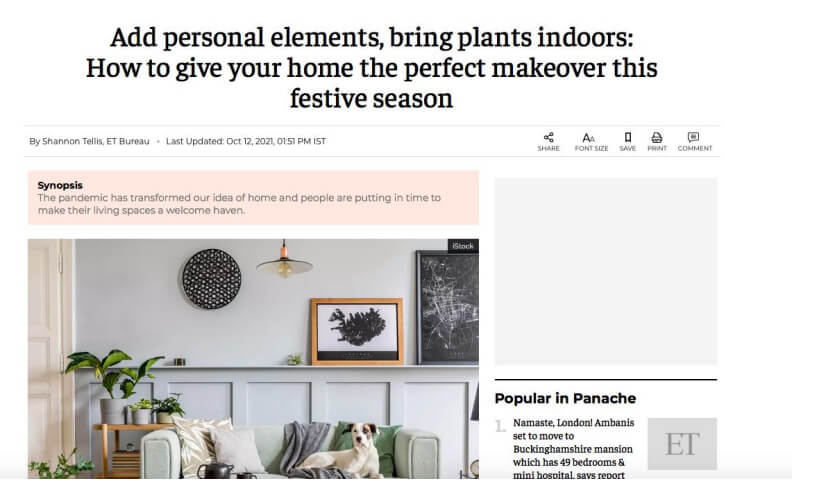 ET-Panache - Online October- Add personal elements, bring plants indoor