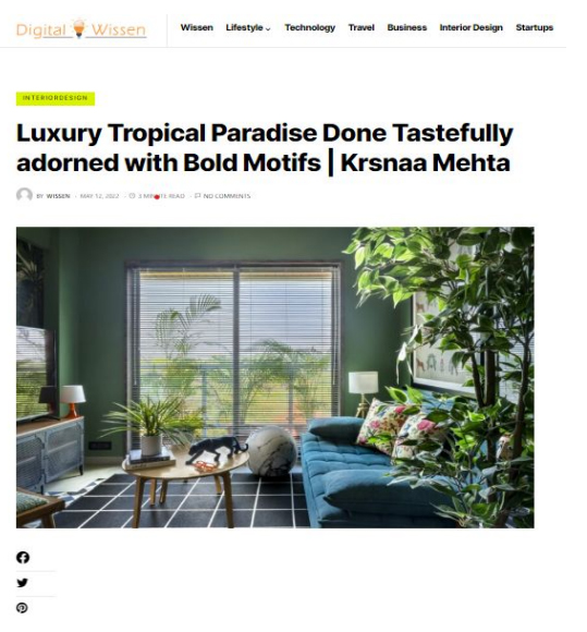 Digital Wissen- Luxury Tropical Paradise Done Tastefully adorned with Bold Motifs by Krsnaa Mehta