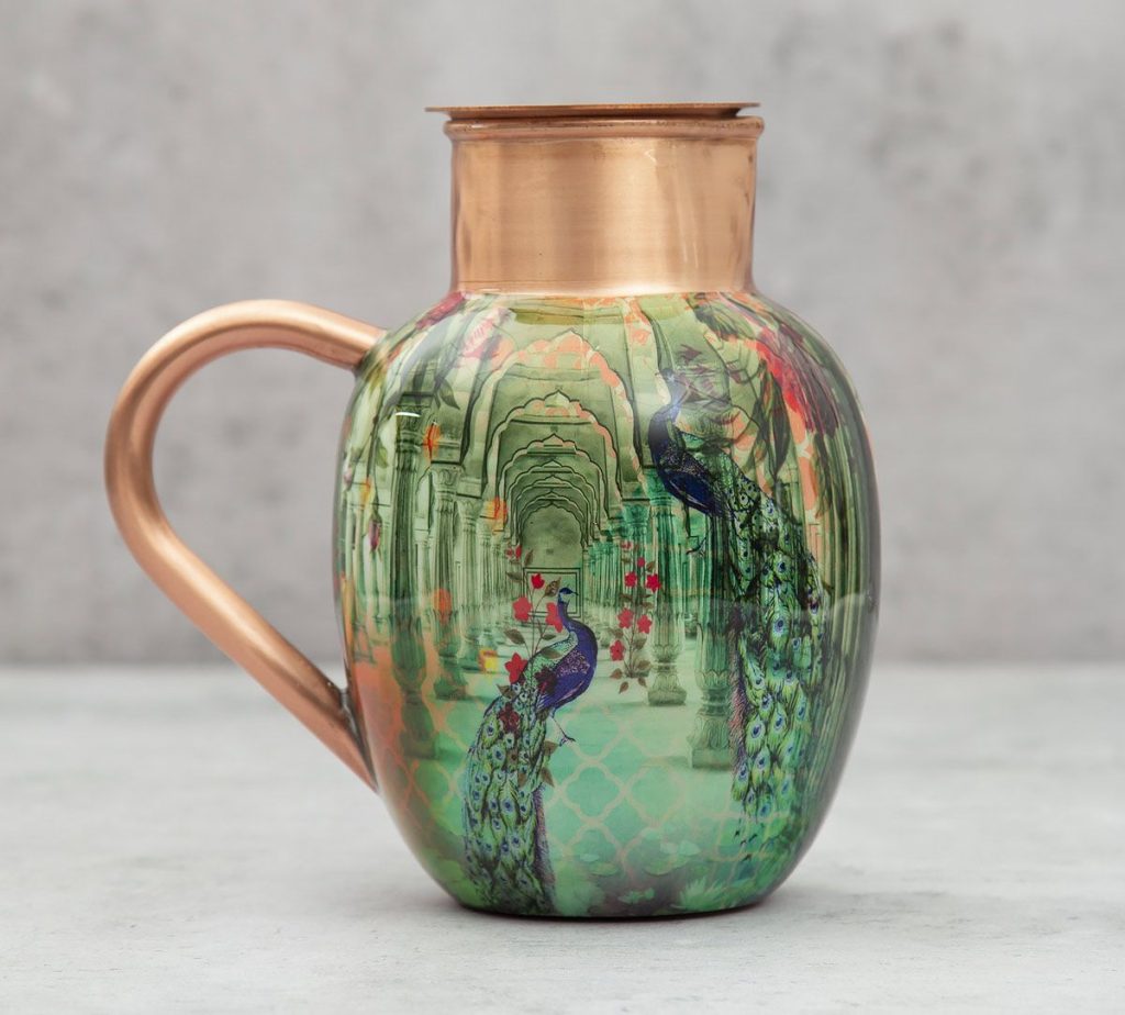 Peacock Dwarf Copper Jug set by India Circus