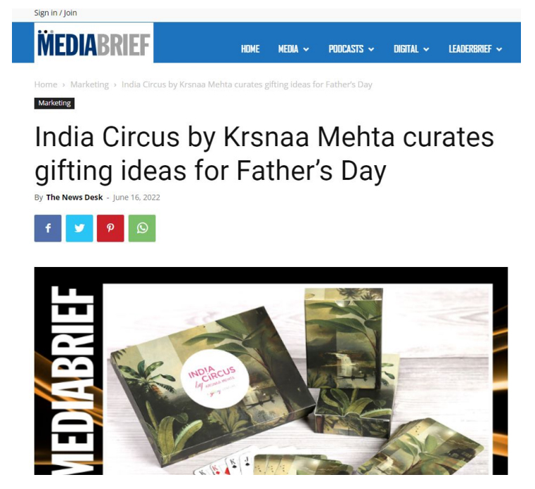 Media Brief -India Circus by Krsnaa Mehta curates gifting ideas for Father's Day 
