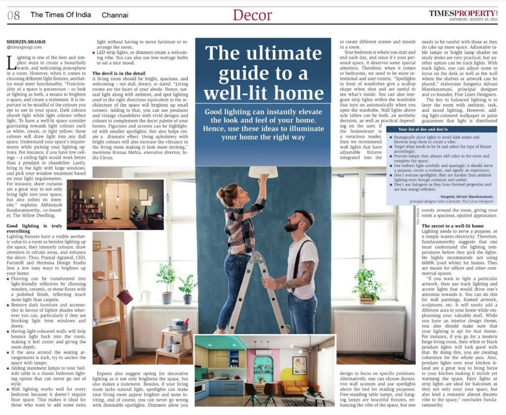 Times Of India - the ultimate guide to a well-lit home 