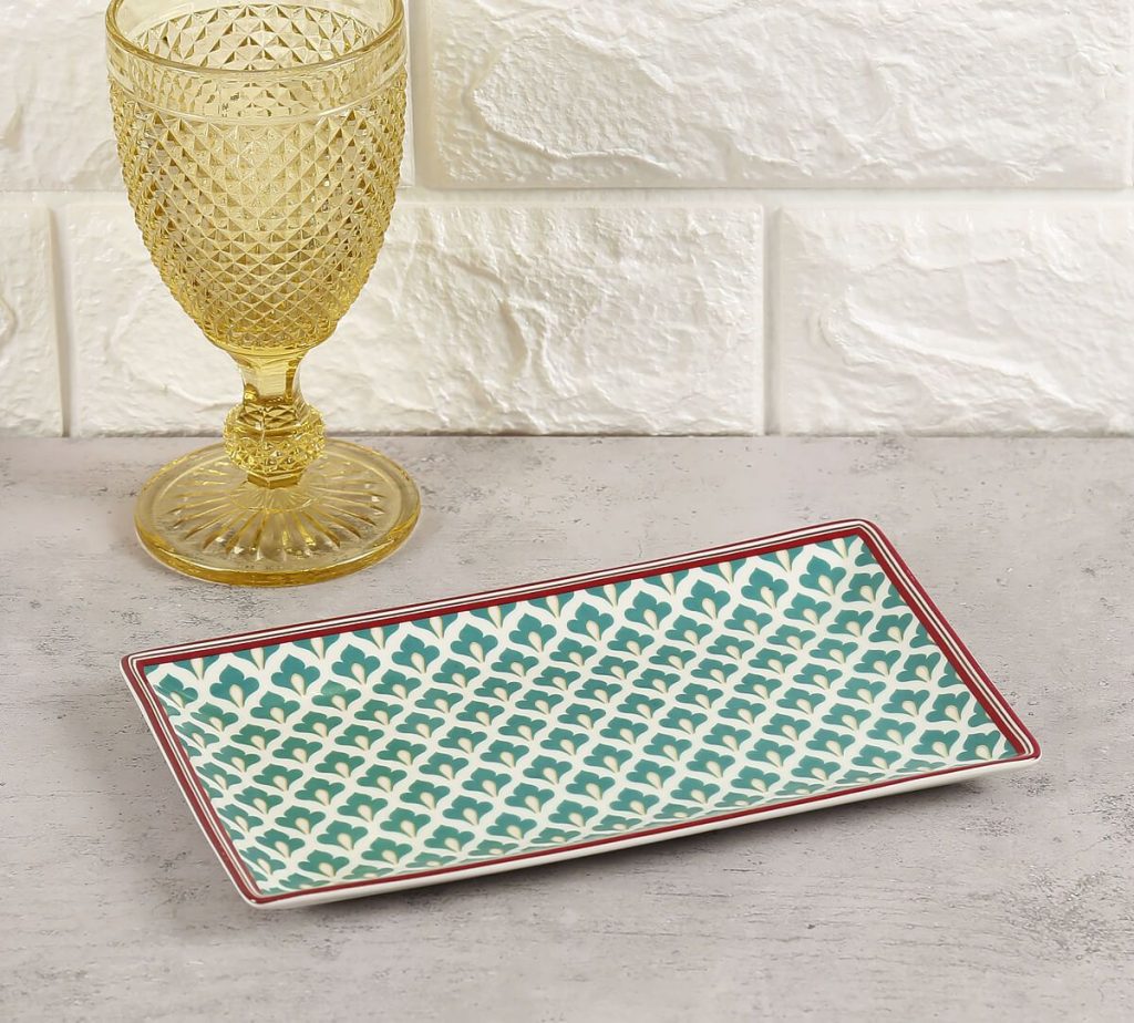 Blooming Dahlia Small Rectangle Platter by India Circus 