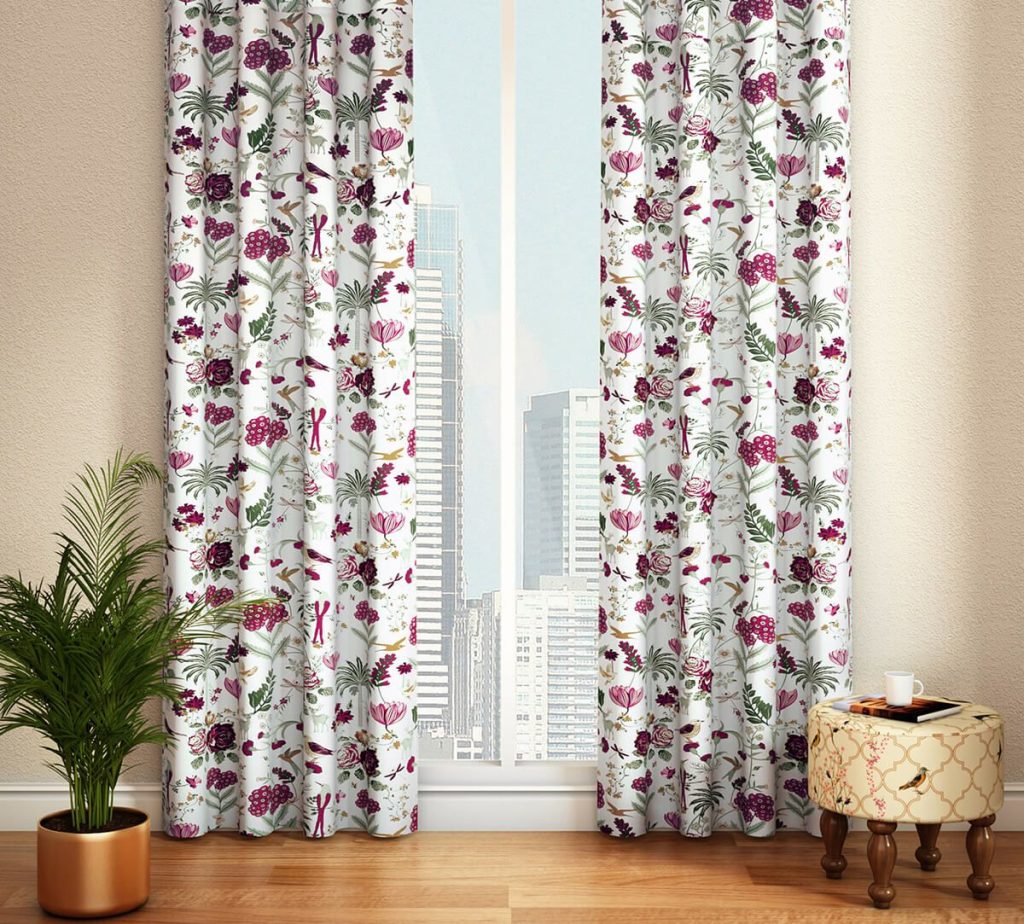 Grey Floral Galore Full Length Curtain by India Circus 