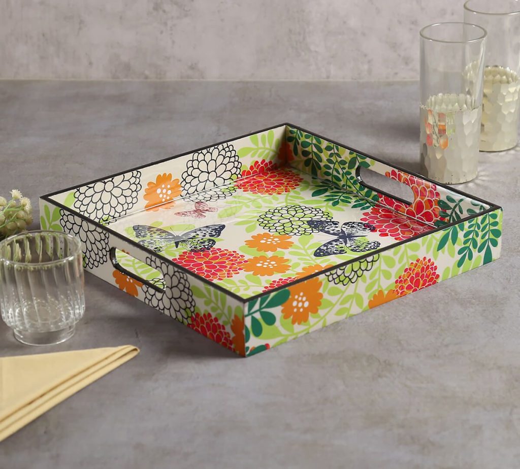 Buy Monarch's Cadence MDF Square Tray by India Circus 