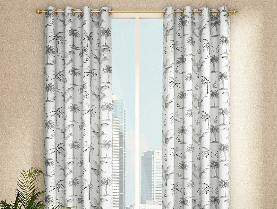 Monochrome Palms Curtain 