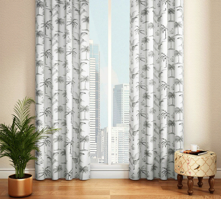 Monochrome Palms Curtain by India Circus