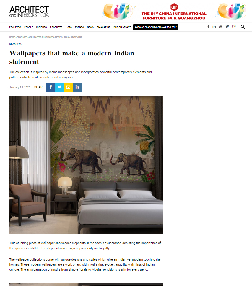 Architect And Interiors India - Wallpapers that make a modern Indian statement