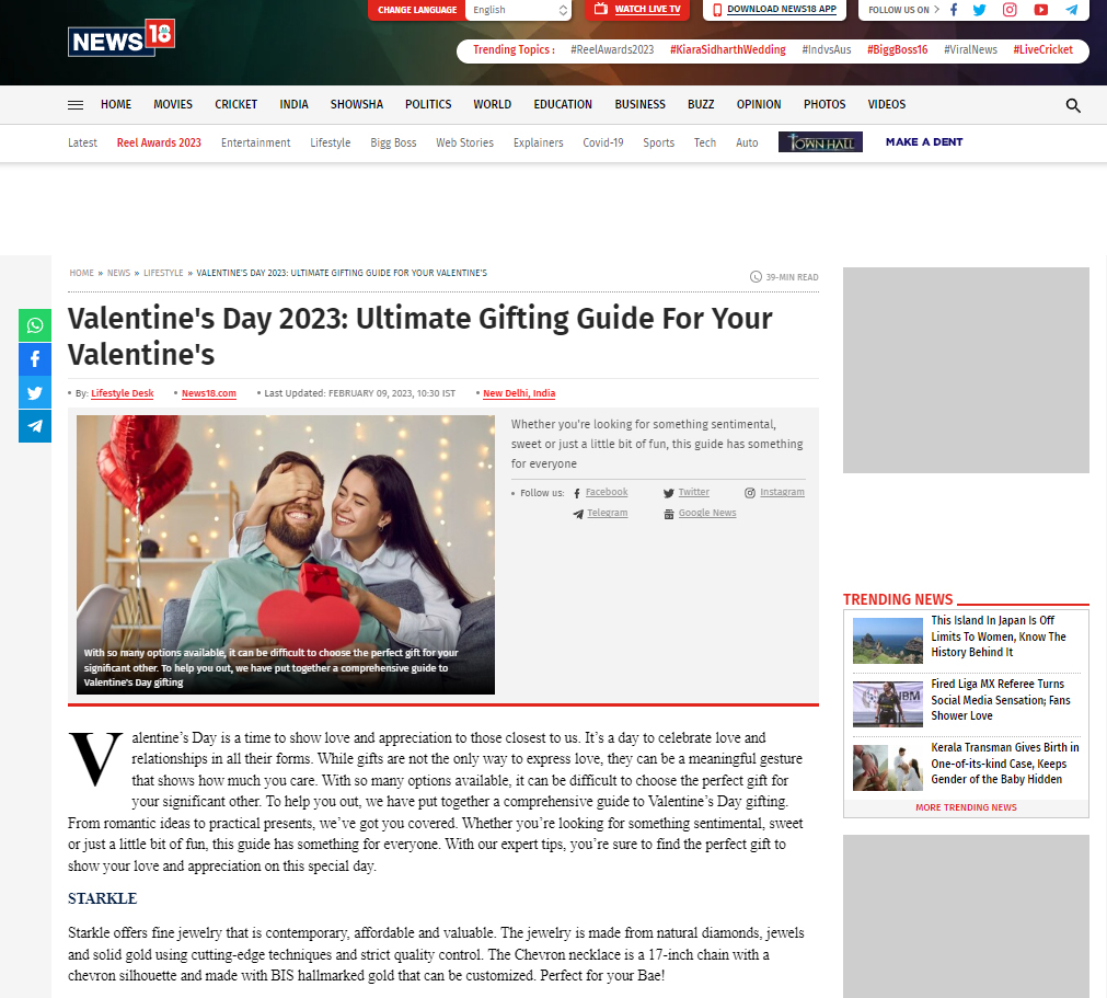 Valentine's Day Articles on News 18. com