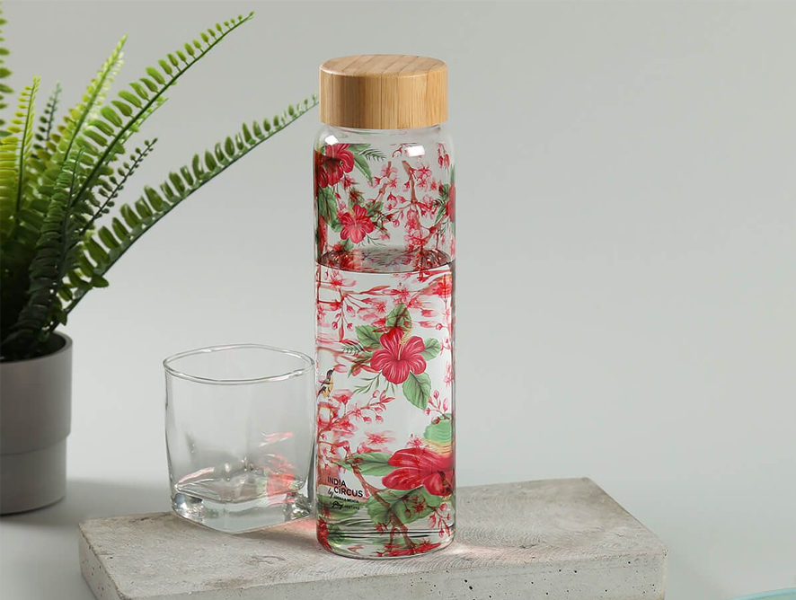 Perching floral paradise glass bottles by India Circus