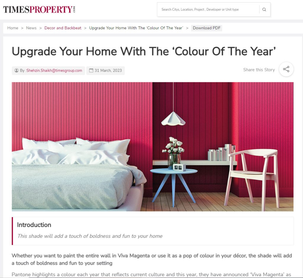 Times Property - Upgrade ypur home with the 'colour of the year'