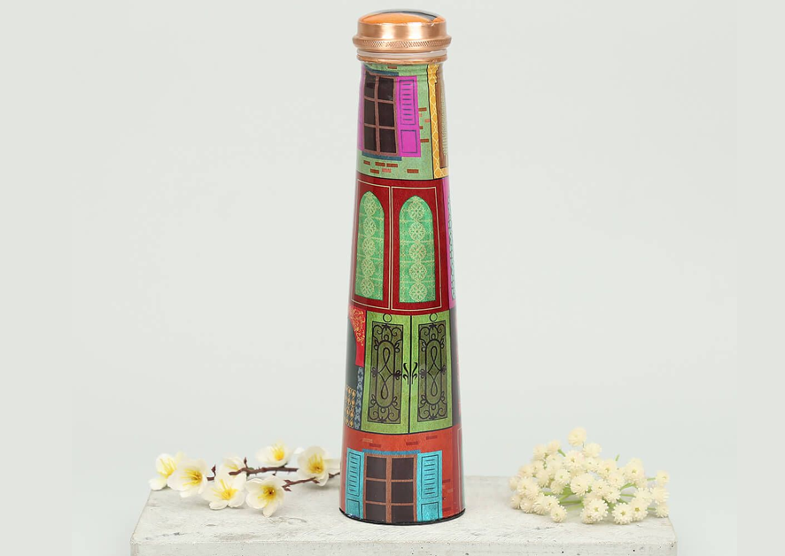 Mughal Doors Reiteration Tapered Copper Bottle