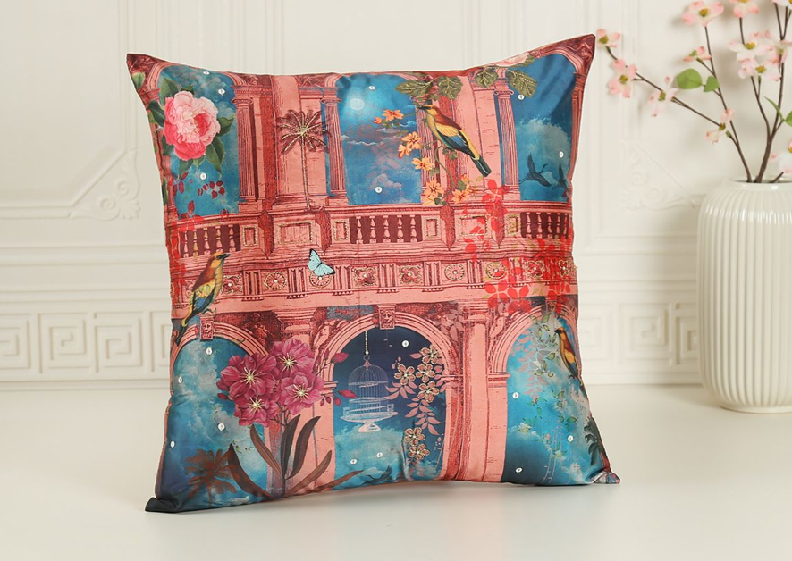 Embroidered square Cushion Cover: