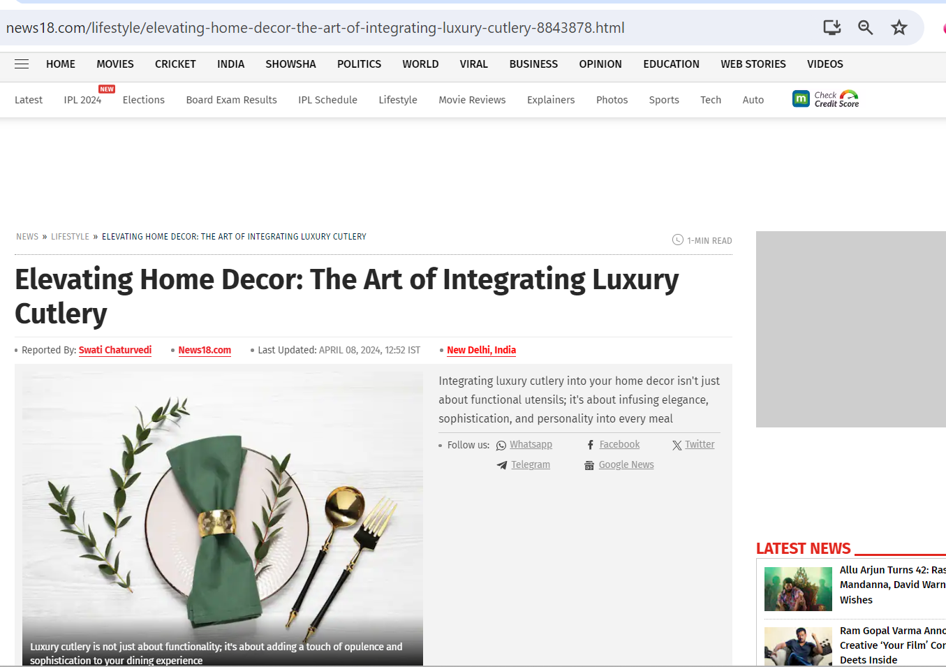 Elevating Home Decor: The Art of Integrating Luxury Cutlery