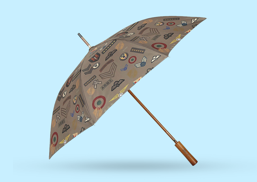 Army Badges Rush Long Umbrella: Stay dry with this compact companion