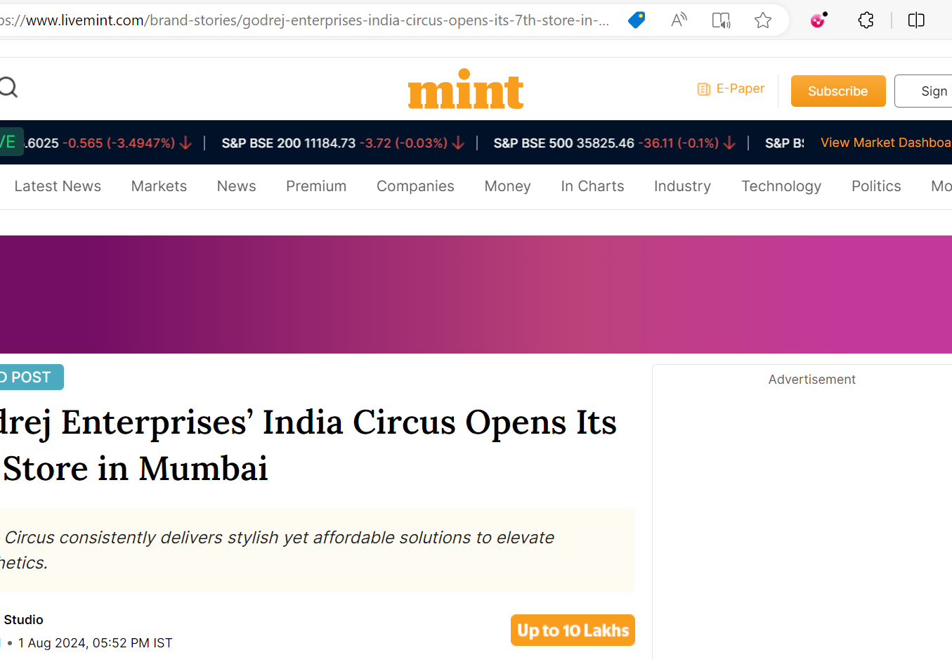 Godrej Enterprises’ India Circus Opens Its 7th Store in Mumbai - Mint, August 2024