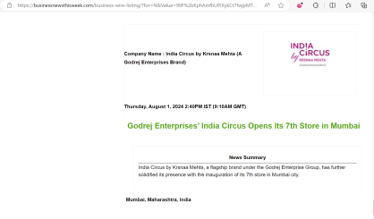 Godrej Enterprises’ India Circus Opens Its 7th Store in Mumbai - Business News This Week, August 2024