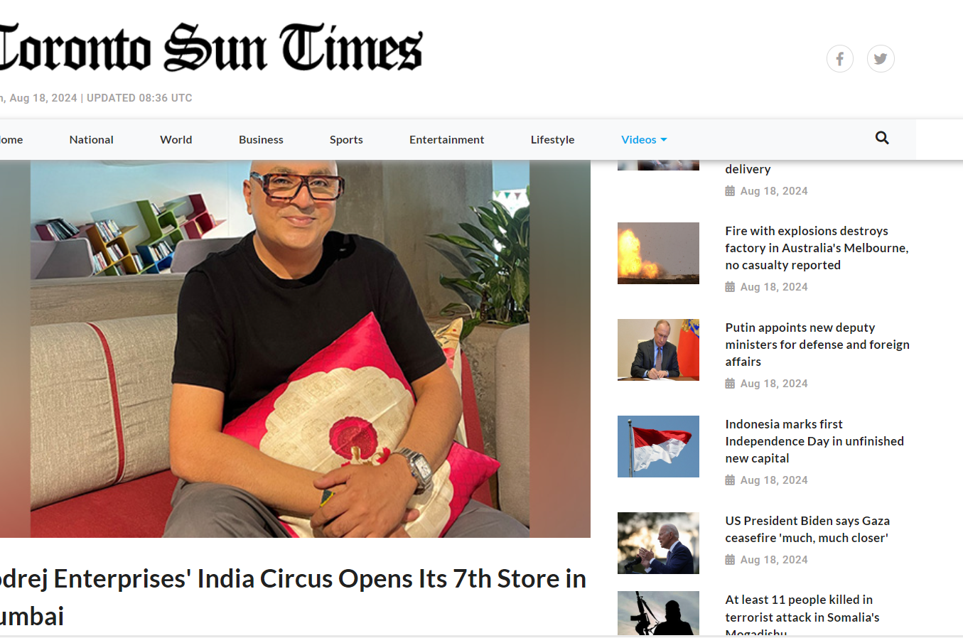 Godrej Enterprises' India Circus Opens Its 7th Store in Mumbai - Toronto Sun Times, August 2024