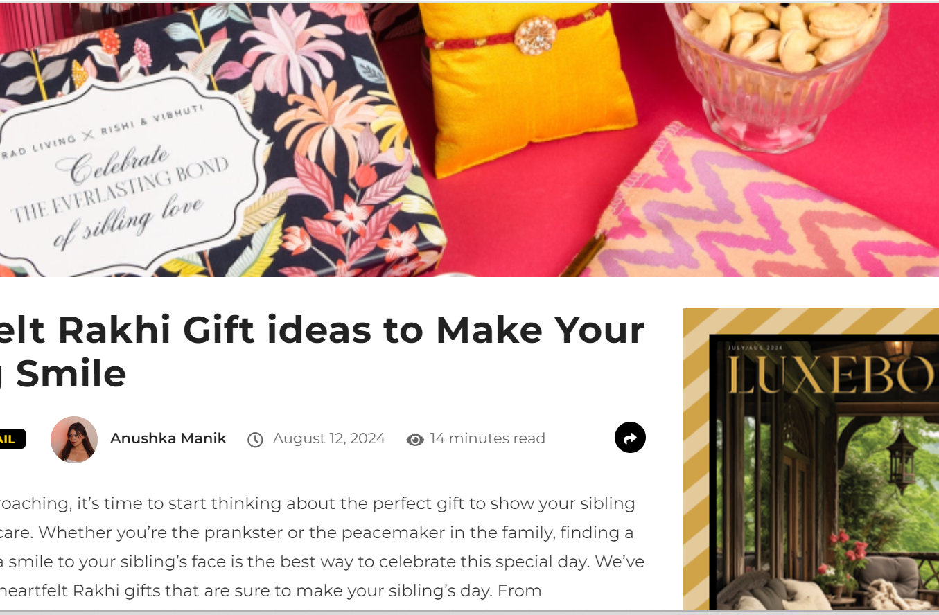 Heartfelt Rakhi Gift ideas to Make Your Sibling Smile - Luxebook, August 2024