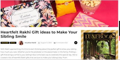 Heartfelt Rakhi Gift ideas to Make Your Sibling Smile - Luxebook, August 2024