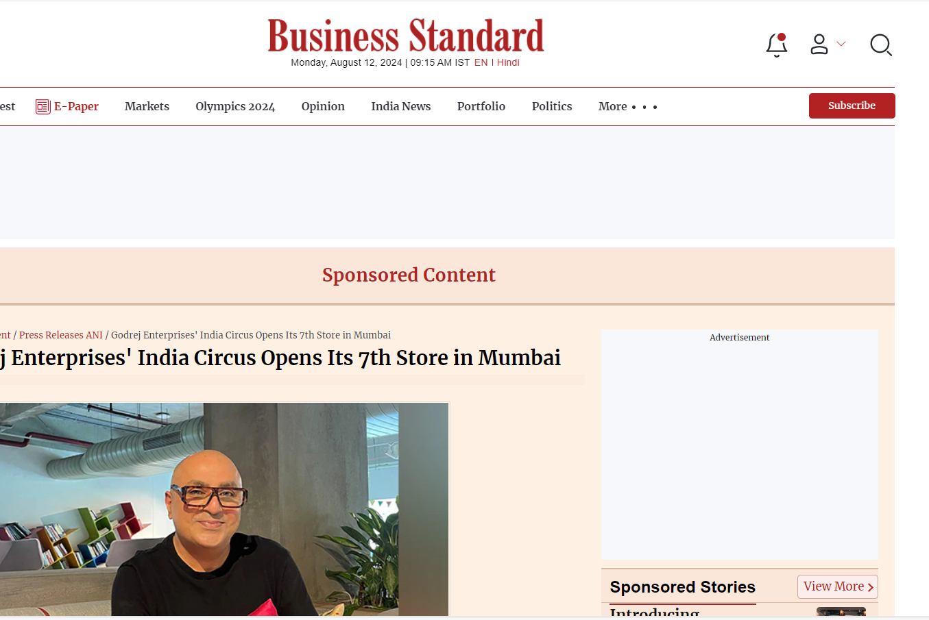 Godrej Enterprises' India Circus Opens Its 7th Store in Mumbai - Business Standard, August 2024