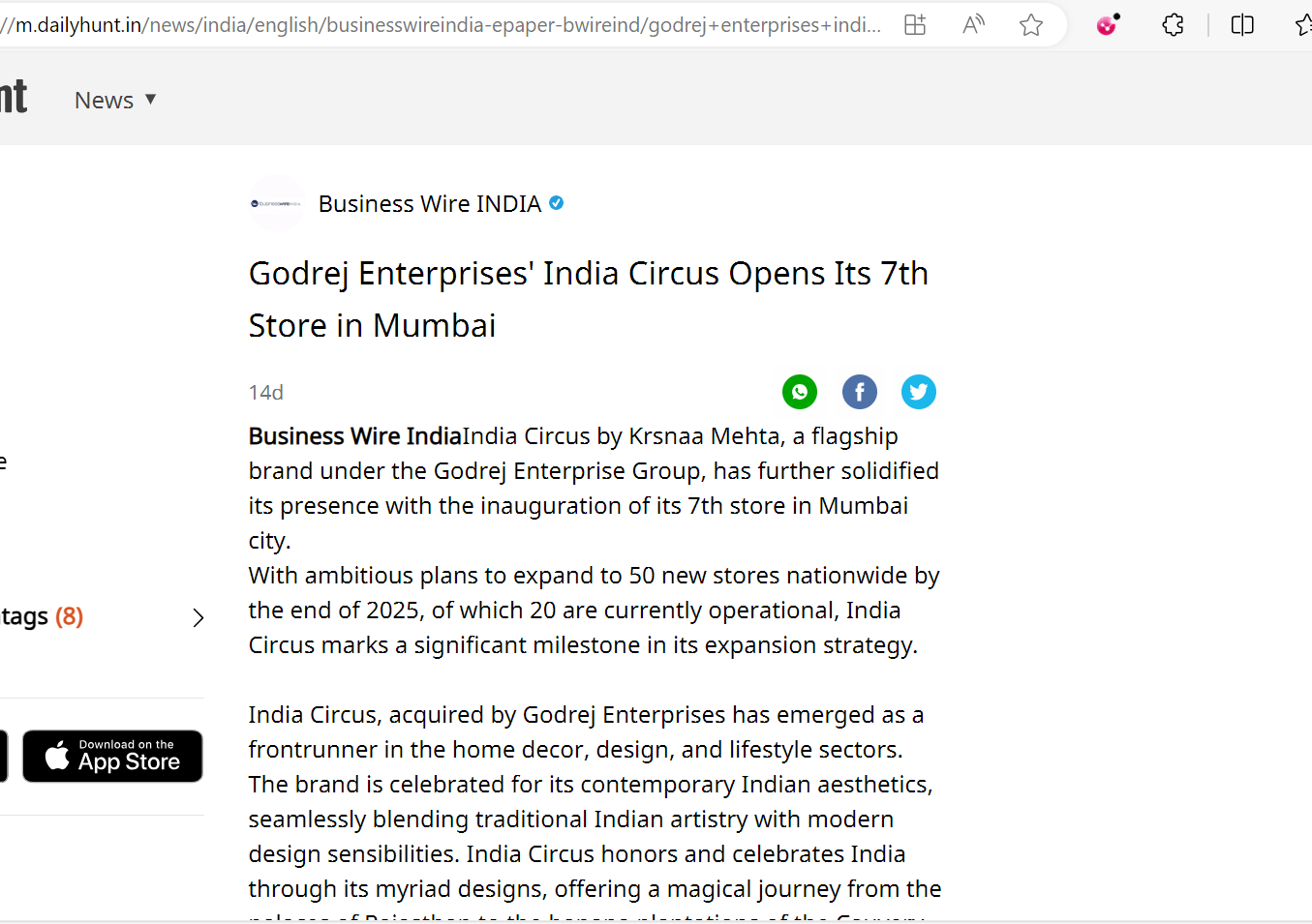 Godrej Enterprises' India Circus Opens Its 7th Store in Mumbai - DailyHunt, August 2024