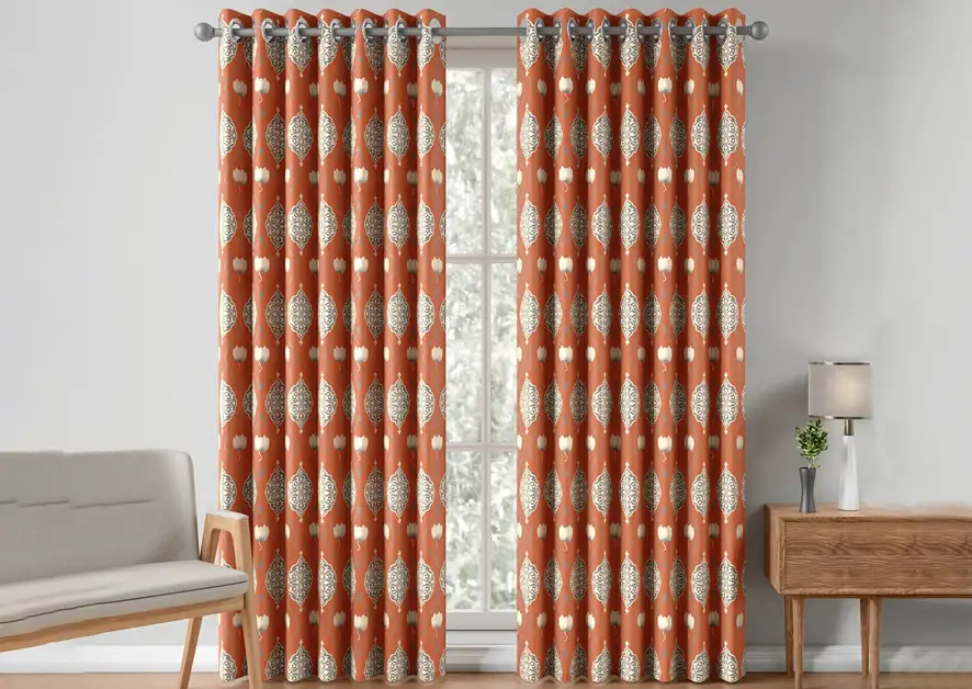 Orange and green curtains