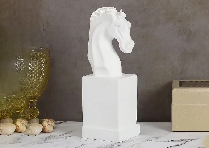 Daisy White Horse Head figurine