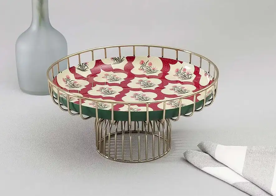 Poppy Flower scarlet Iron cake stand