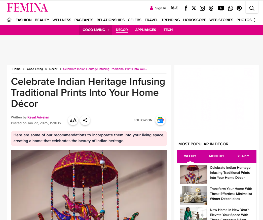 Celebrate Indian Heritage Infusing Traditional Prints Into Your Home Décor